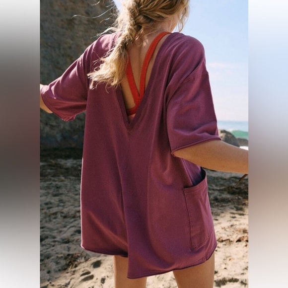 FREE PEOPLE MOVEMENT HOT SHOT TEE ROMPER in Clove NWT sz XS, S, M, L - Picture 2 of 8